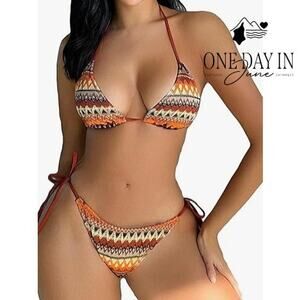 Charmo Adjustable Triangle Tie Side Bikini Swimsuit Size M Top S Bottom